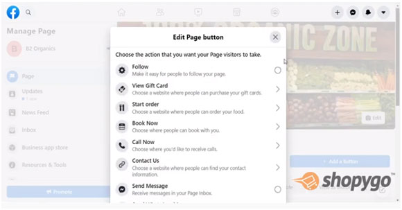 Editing page information in online store page