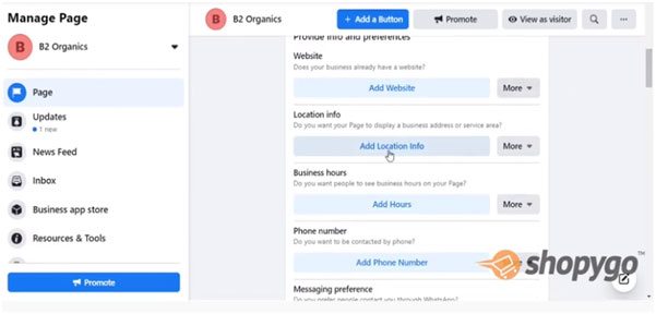 Managing a facebook page for online business