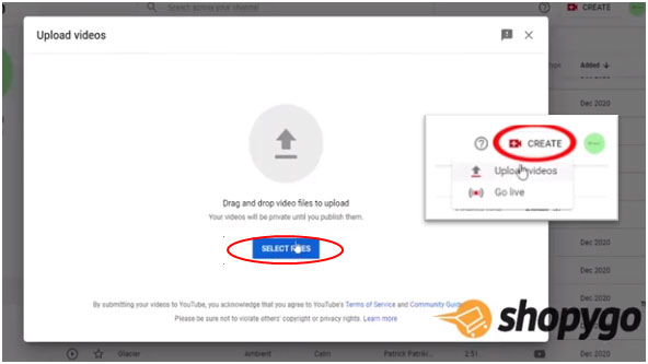 Uploading contents in ecommerce youtube channel
