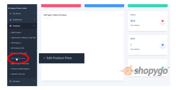 Custom price for your products in Shopygo