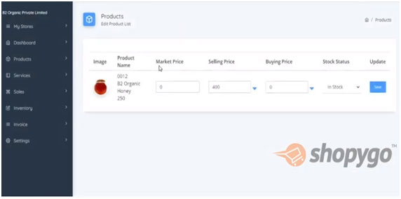 Compare the market price and selling price for your products